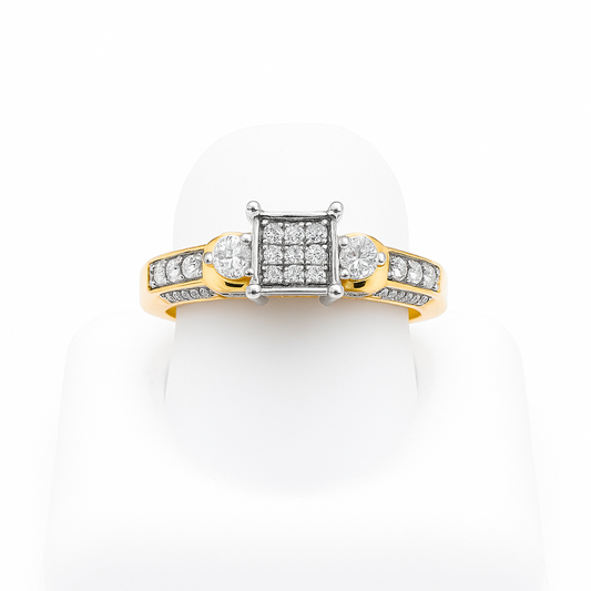Anillo Solitario Oro Amarillo 14k con Diamantes GIA