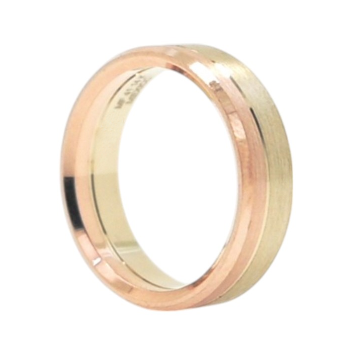 Argolla De Matrimonio Oro Rosa y Amarillo 14K 6mm "Pureza"