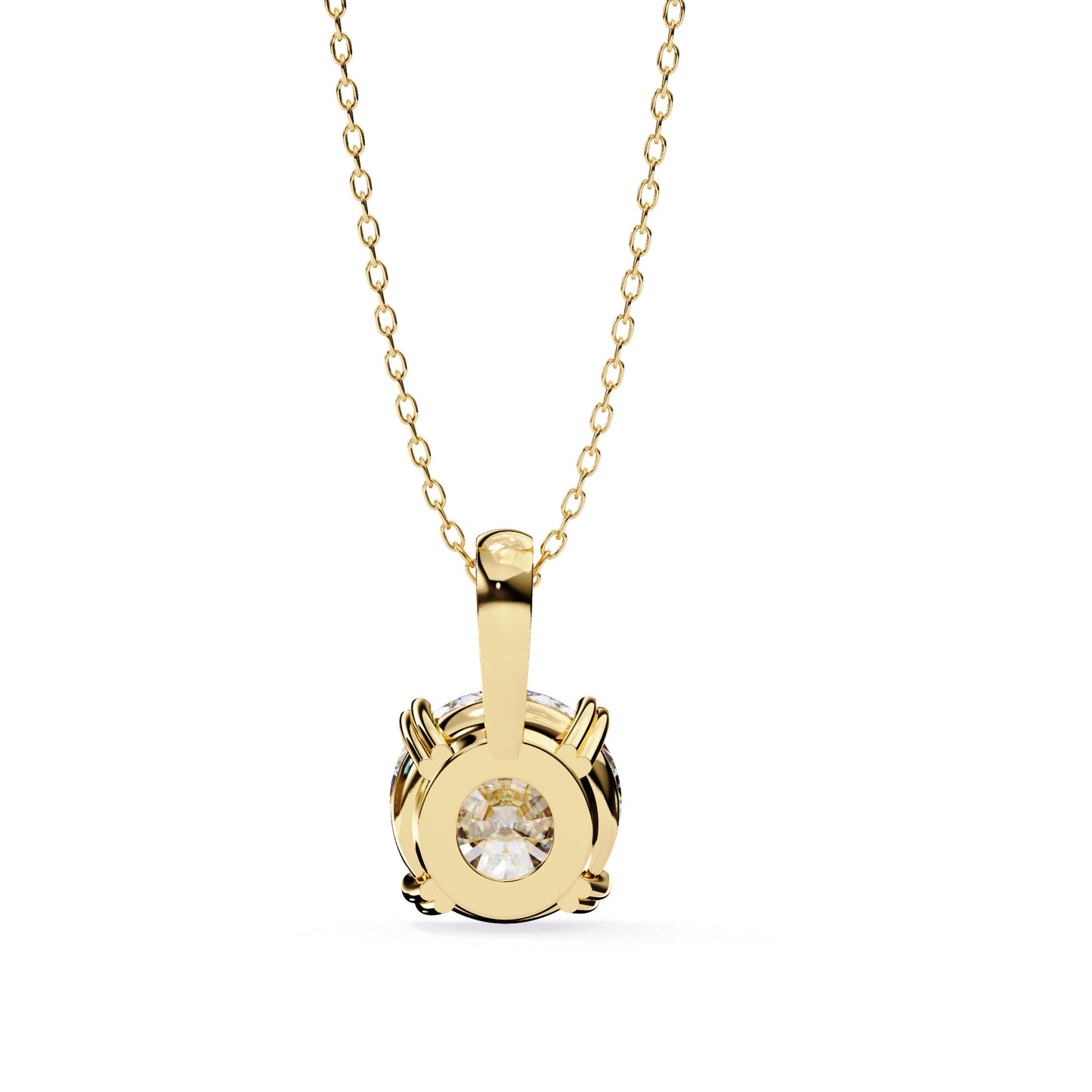 Collar Solitario Clásico en Oro con Montadura Redonda