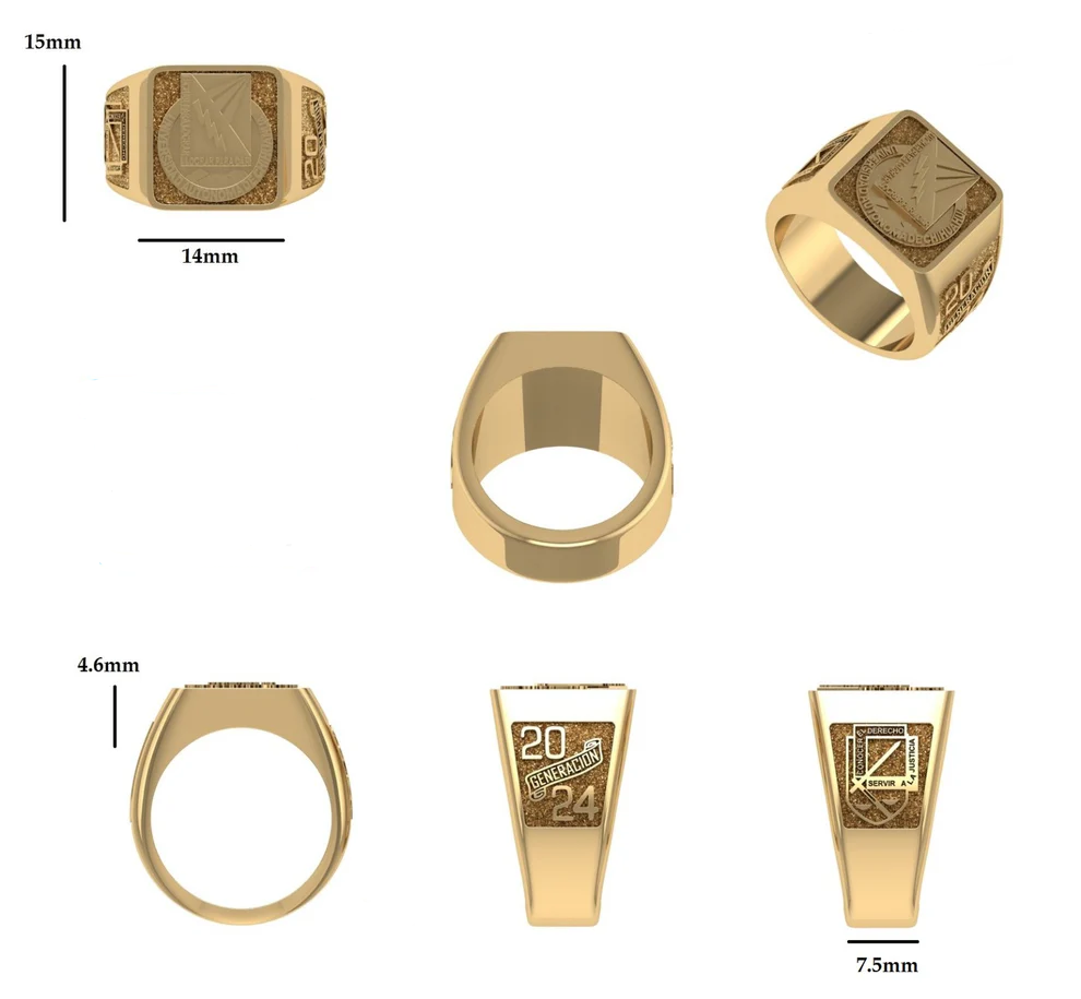 Anillo Graduacion con Logo Escolar Forntal