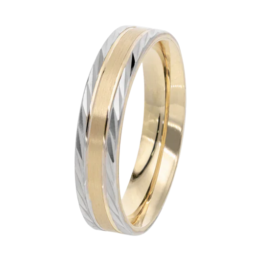 Argolla Oro Amarillo y Blanco 5mm