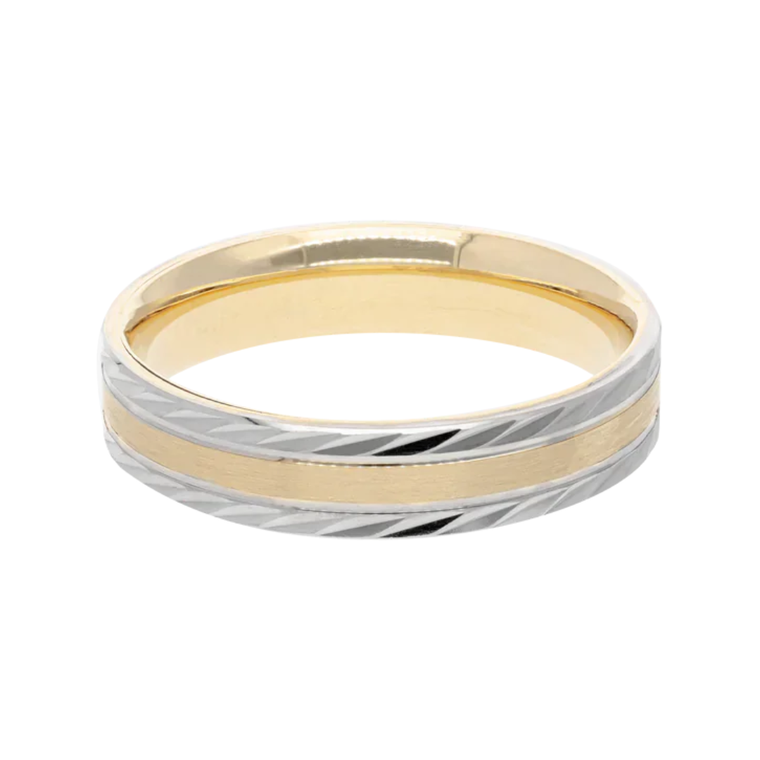Argolla Oro Amarillo y Blanco 5mm