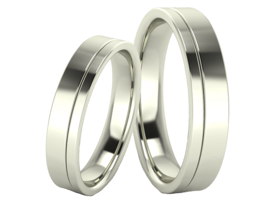 Juego de Argollas Plain de Oro Blanco 14k