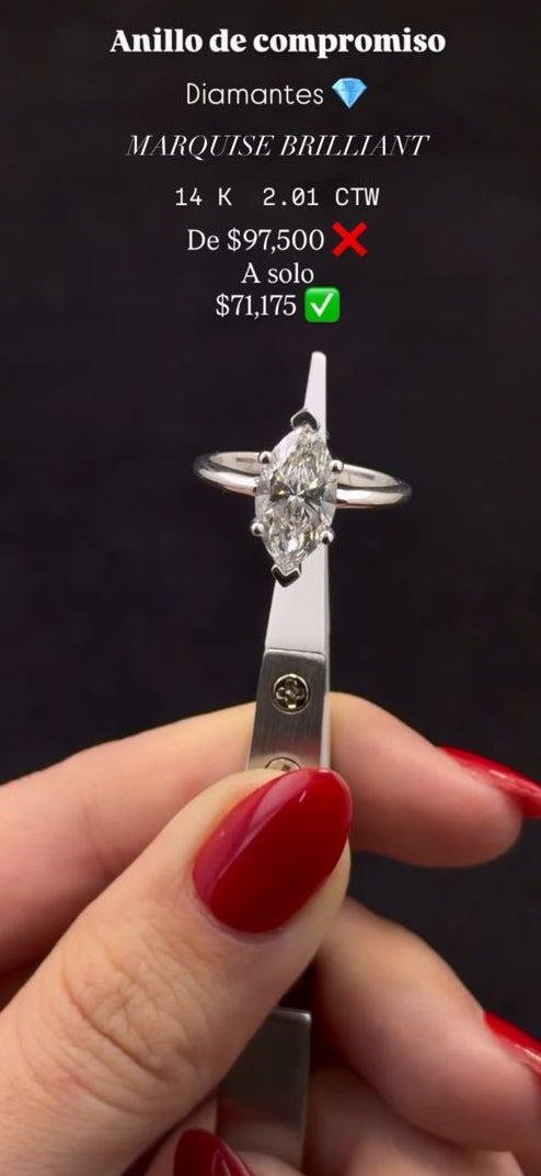 Anillo de compromiso Marquise Brillant 2.01 CTW 14K