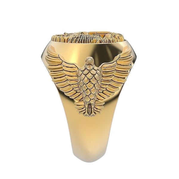 Impresionante Anillo American Eagle de Oro Amarillo 14k