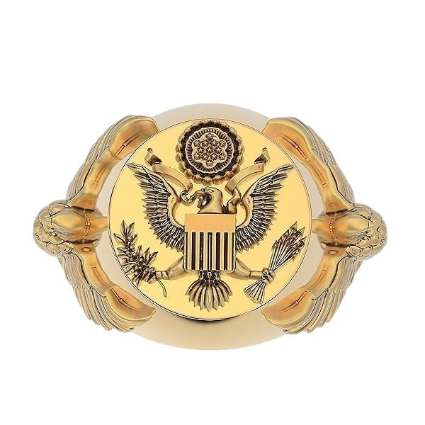 Impresionante Anillo American Eagle de Oro Amarillo 14k