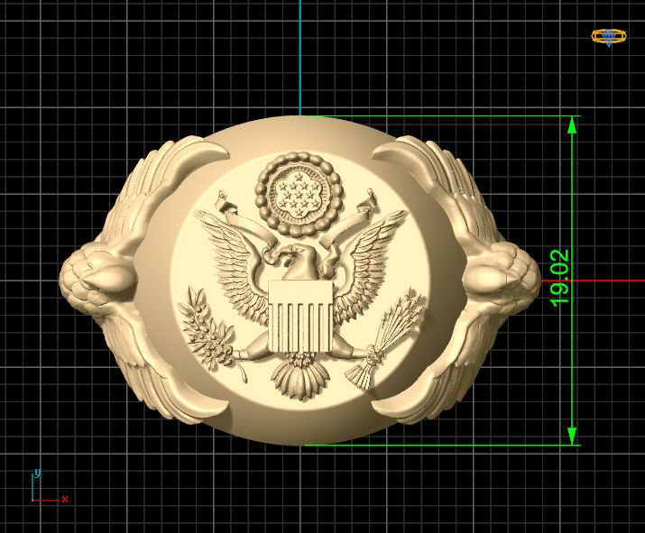 Impresionante Anillo American Eagle de Oro Amarillo 14k