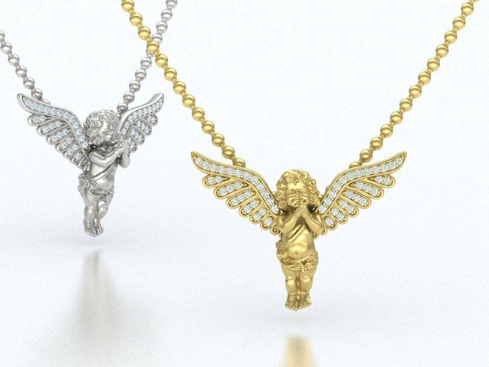 Precioso Dije de Angel con Brillantes Incrustaciones