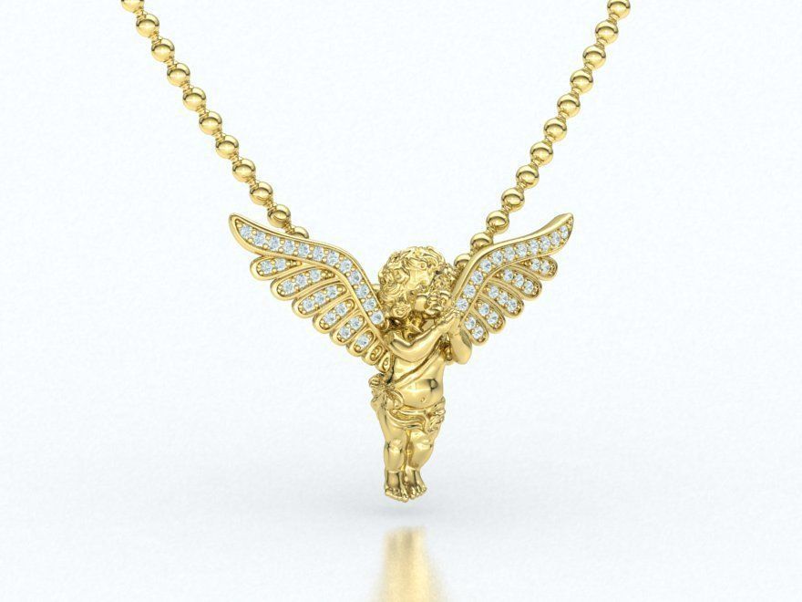 Precioso Dije de Angel con Brillantes Incrustaciones
