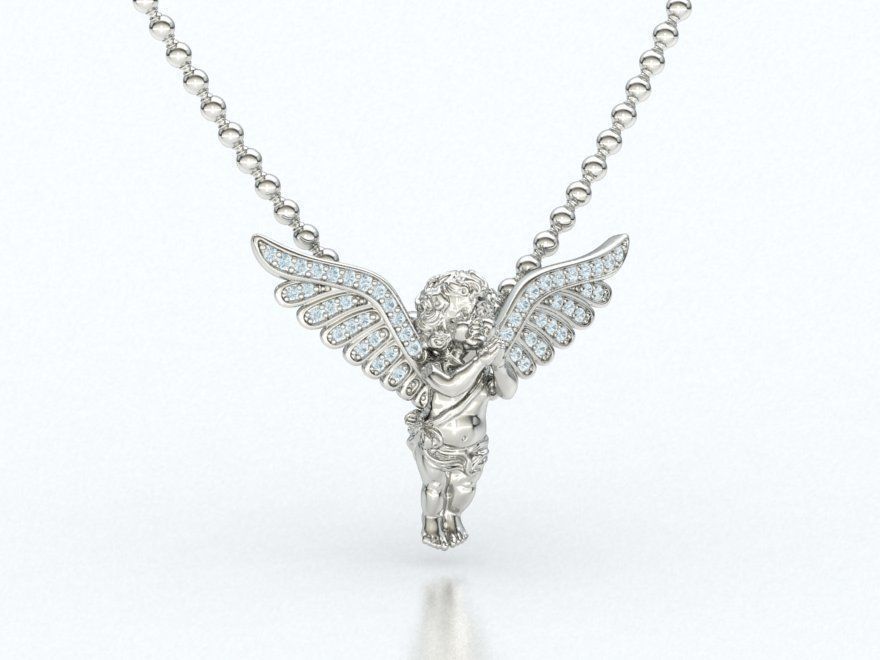 Precioso Dije de Angel con Brillantes Incrustaciones