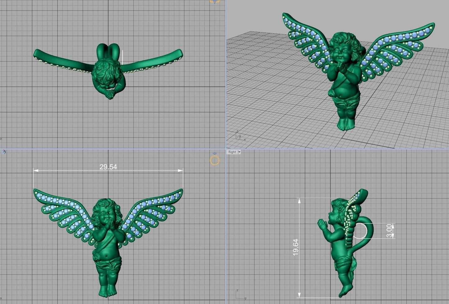 Dije de Angel con Brillantes Incrustaciones