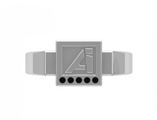 Anillo de Graduación con Logo Cuadrado e Incrustaciones