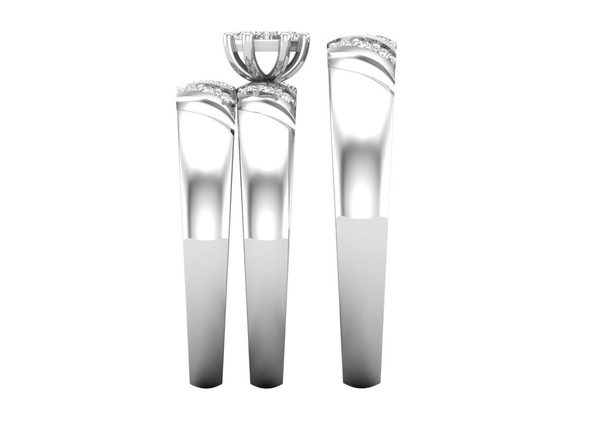 Trio de Argollas Matrimoniales AV 453 con Solitario Hexagonal