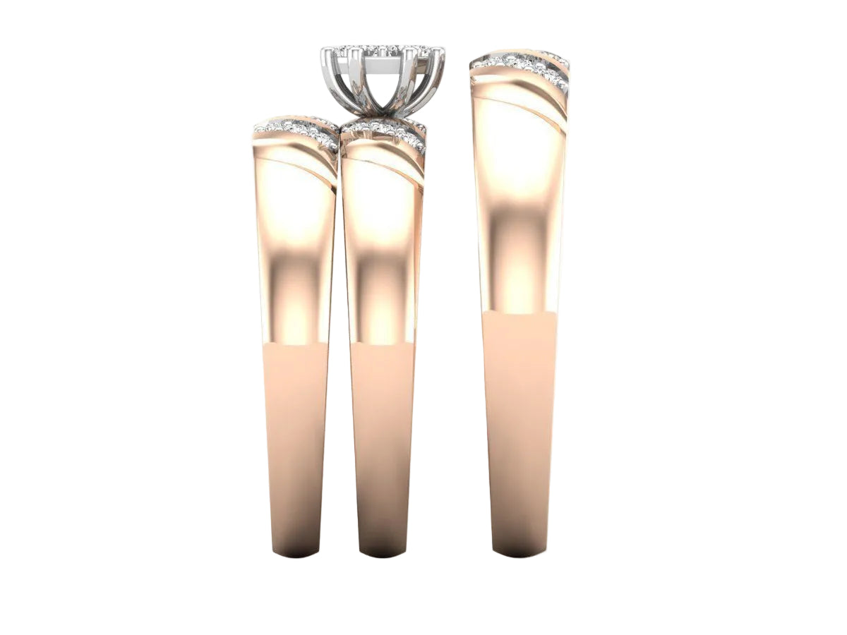 Trio de Argollas Matrimoniales AV 453 con Solitario Hexagonal