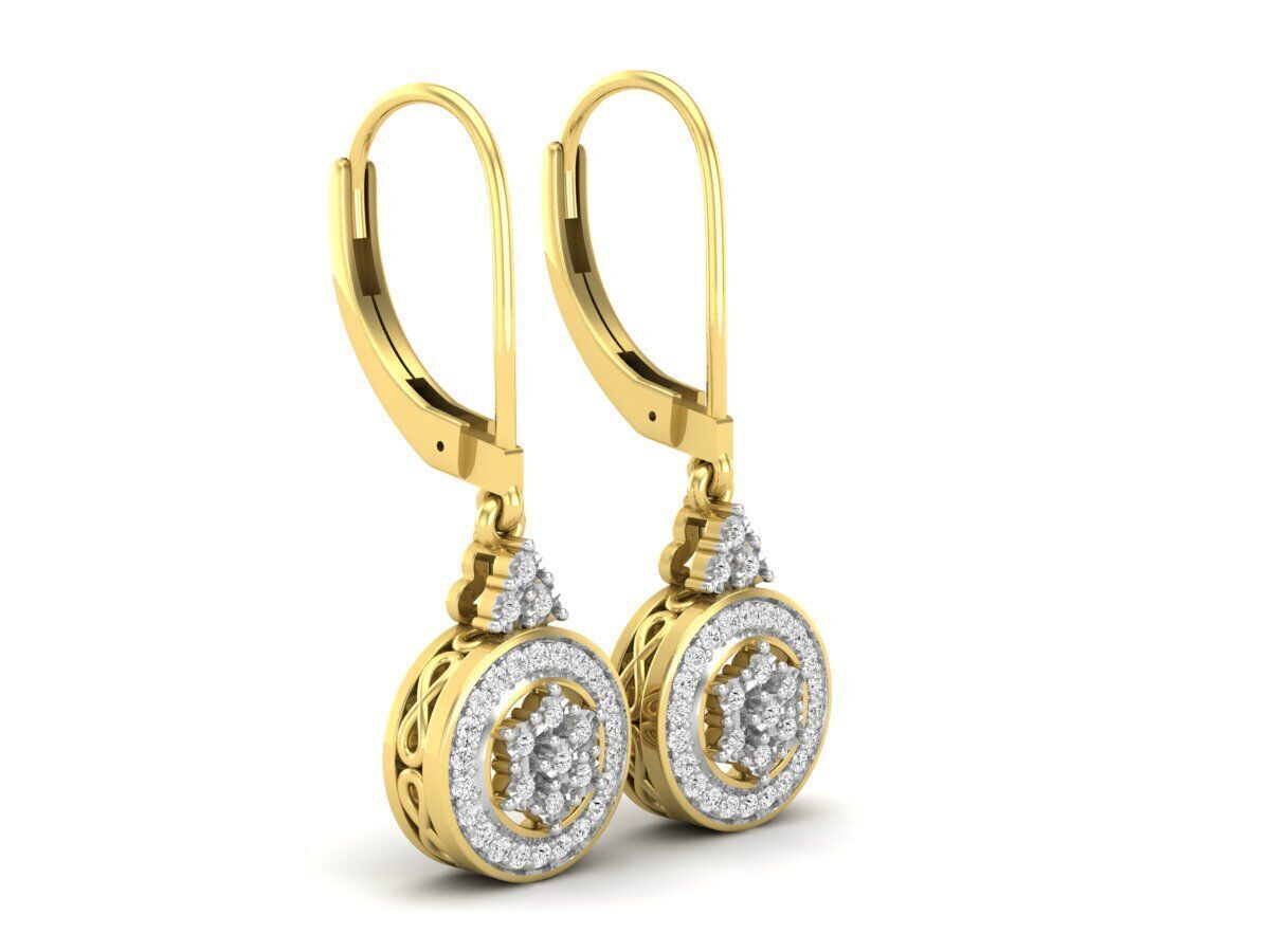 Sofisticados Aretes con Halos de Oro Recubiertos de Brillantes Incrustaciones