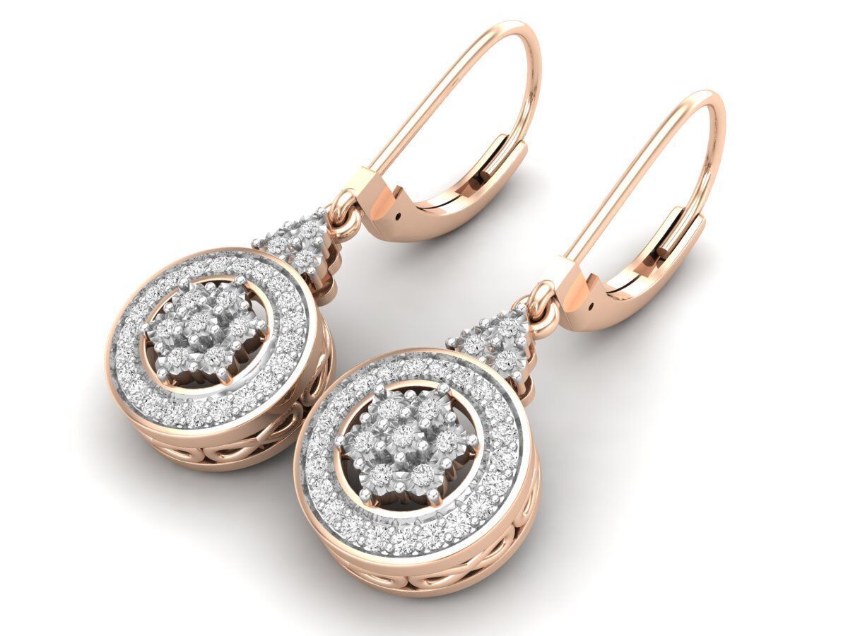 Sofisticados Aretes con Halos de Oro Recubiertos de Brillantes Incrustaciones