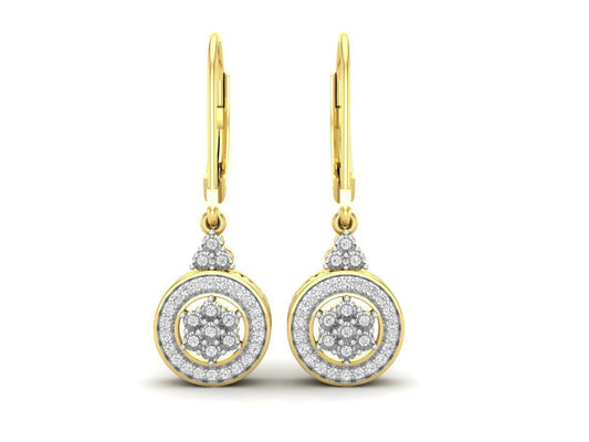 Aretes con Halos de Oro Recubiertos de Brillantes Incrustaciones