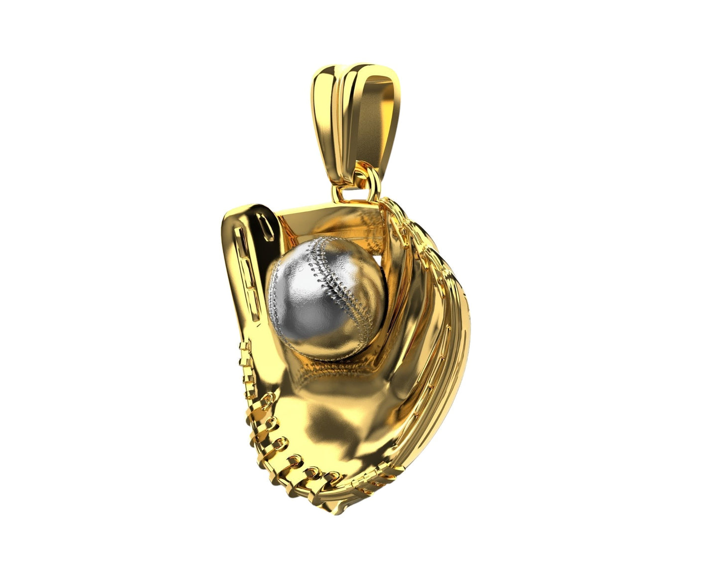 Espectacular Dije de BaseBall de Oro Amarillo y Oro Blanco
