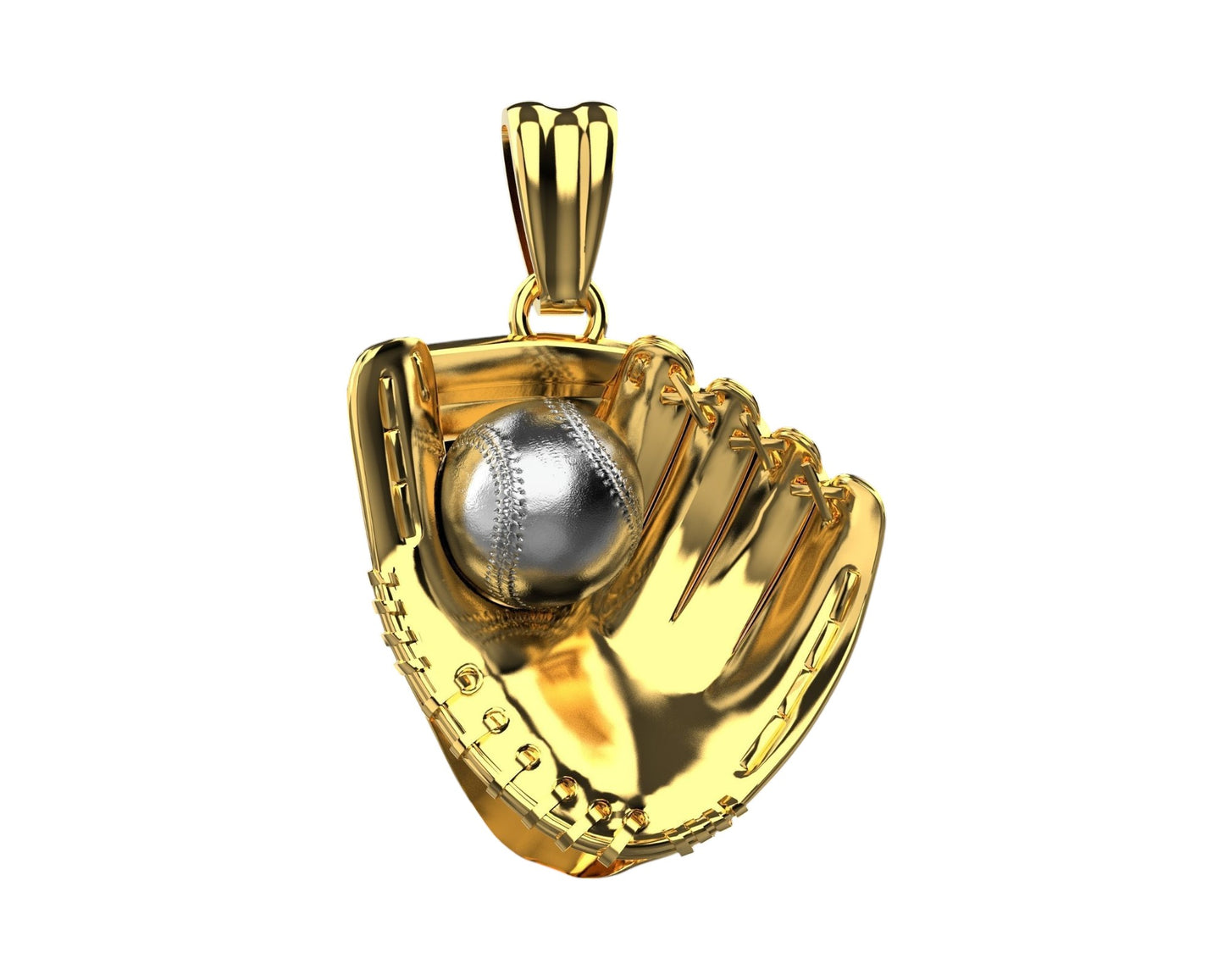 Espectacular Dije de BaseBall de Oro Amarillo y Oro Blanco