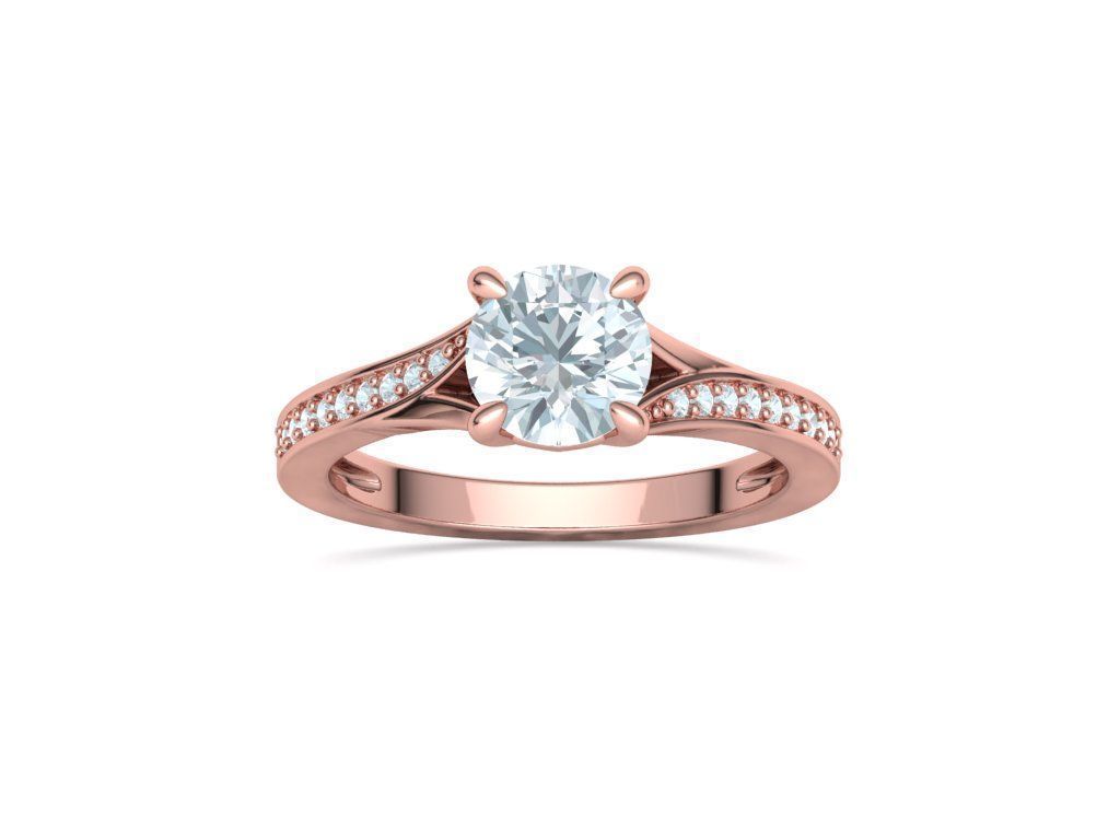 Hermoso Anillo de Compromiso Solitaire con Incrustaciones Destellantes
