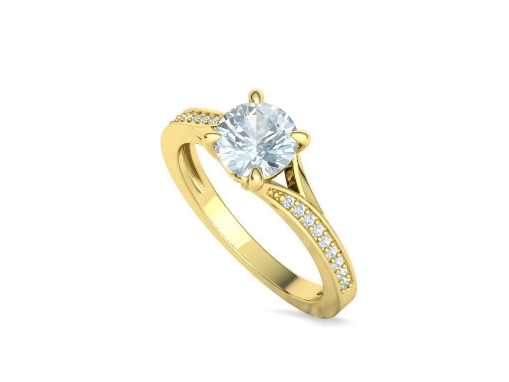 Hermoso Anillo de Compromiso Solitaire con Incrustaciones Destellantes