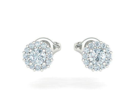 Aretes de Retazos y Halo Clásico con Brillantes Incrustaciones