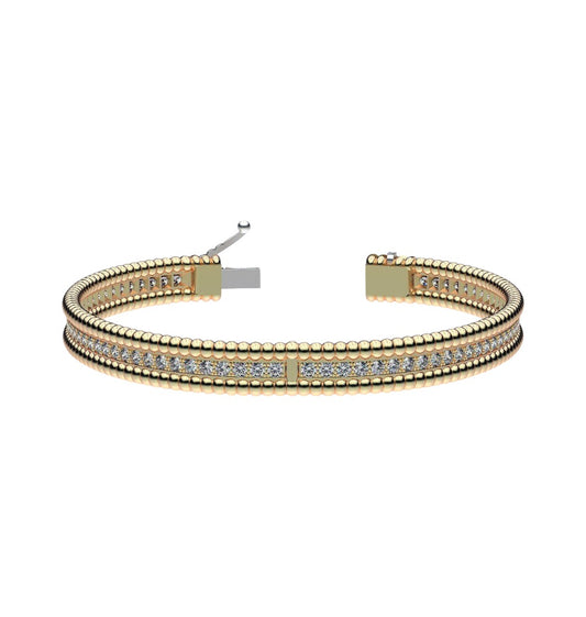 Atractivo Brazalete de Oro Amarillo 14k con Incrustaciones