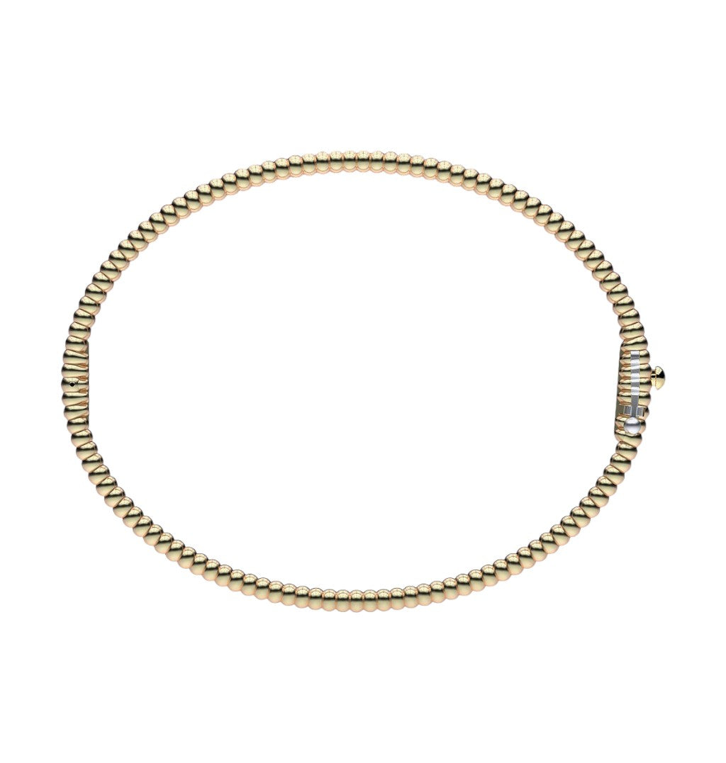 Atractivo Brazalete de Oro Amarillo 14k con Incrustaciones