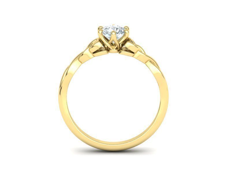 Elegante Anillo de Compromiso con Nudo Celta de Oro 14k e Incrustación Redonda