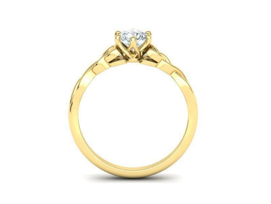 Anillo de Compromiso con Nudo Celta de Oro 14k e Incrustación Redonda