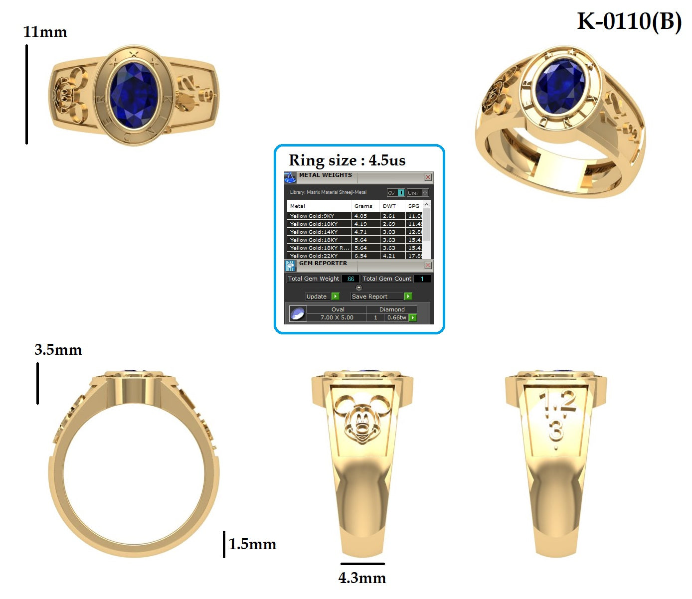 Anillo de Graduación de Kínder con una Incrustación Ovalada