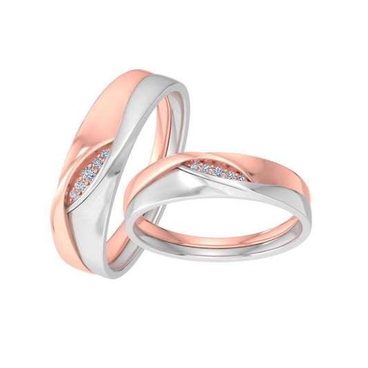 Juego de Argollas de Oro Blanco y Oro Rosado 14k con Diamantes