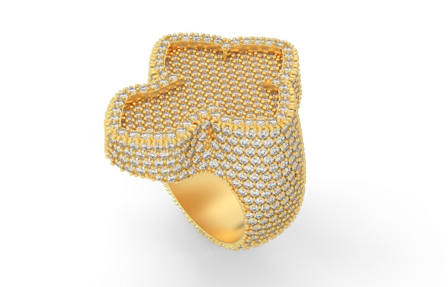 Lujoso Anillo Cross Way Around de Oro Amarillo Recubierto Incrustaciones Deslumbrantes
