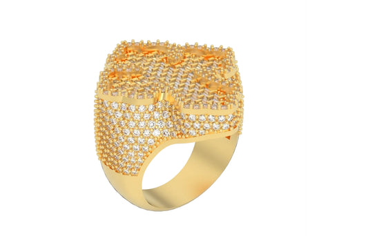 Anillo Cross Ring de Oro Amarillo Recubierto de Deslumbrantes Incrustaciones