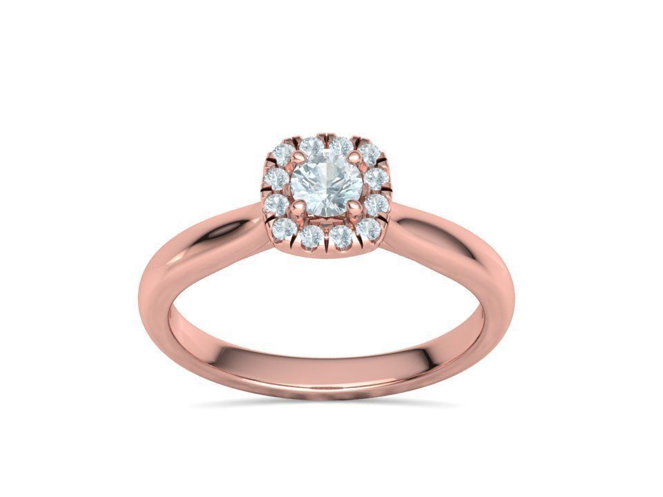 Hermoso Anillo de Compromiso con Halo de Brillantes Incrustaciones