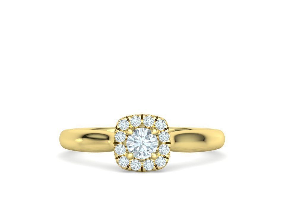 Hermoso Anillo de Compromiso con Halo de Brillantes Incrustaciones