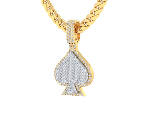 Dije de Ace de Espadas de Oro con Brillantes Incrustaciones