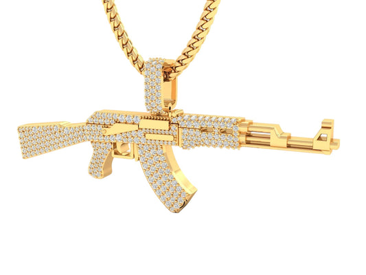 Dije de AK47 de Oro Recubierto de Incrustaciones