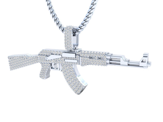 Dije de AK47 de Oro Recubierto de Incrustaciones