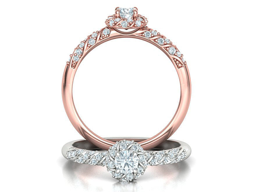 Anillo Delicate Twist de Oro 14k con Incrustaciones