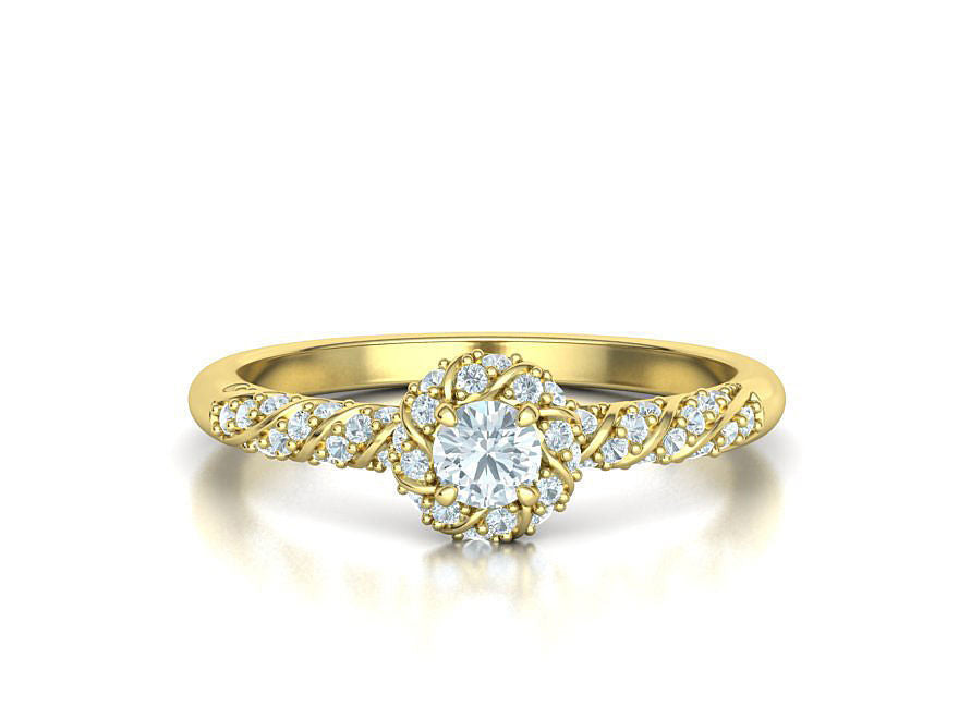 Exclusivo Anillo Delicate Twist de Oro 14k con Relucientes Incrustaciones
