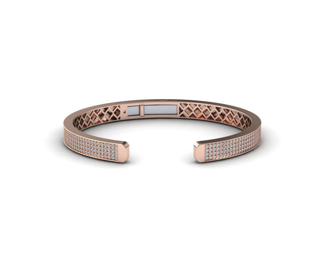 Hermoso Brazalete de Oro Rosado con Incrustaciones
