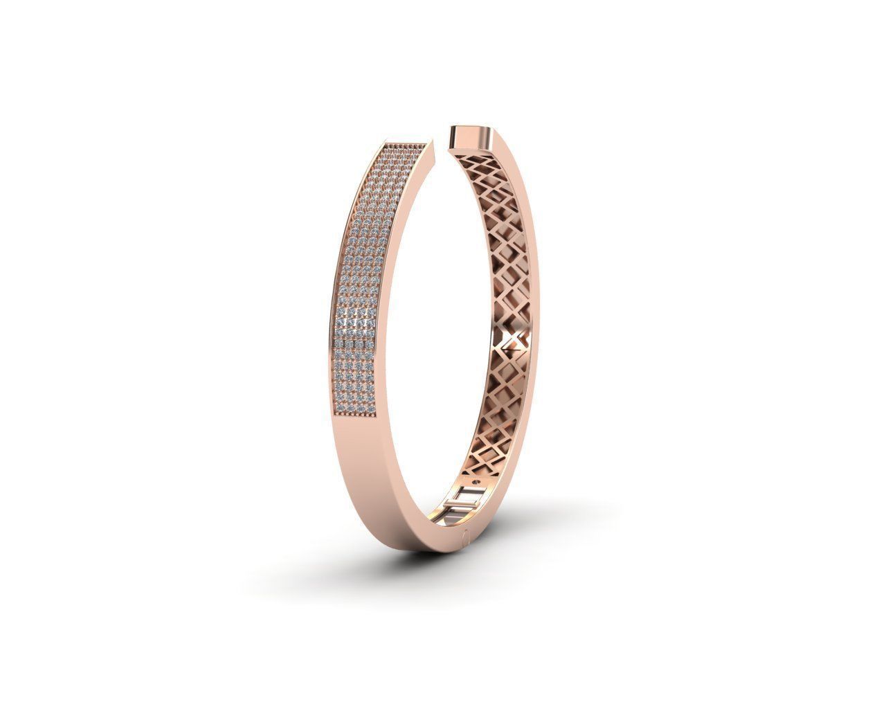 Hermoso Brazalete de Oro Rosado con Incrustaciones