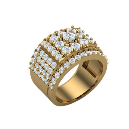 Anillo de Oro Amarillo Cubierto de Diamantes