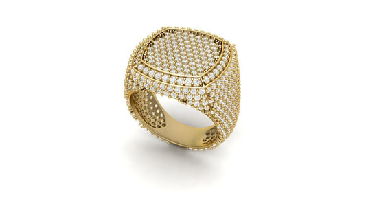 Anillo de Oro Amarillo para Caballero Recubierto de Incrustaciones