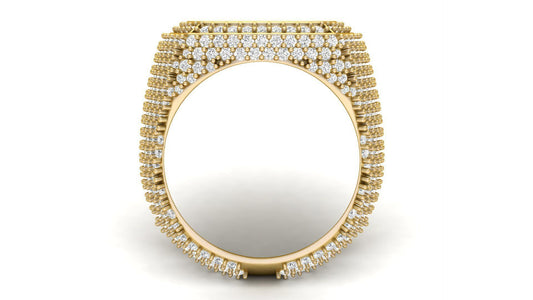 Anillo de Oro Amarillo para Caballero Recubierto de Incrustaciones