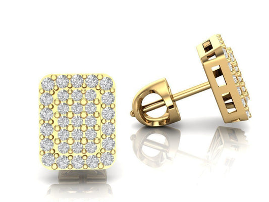 Aretes Rectangulares de Oro Amarillo con Incrustaciones