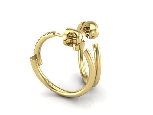 Aretes de Oro Amarillo Acompañadas de Brillantes Incrustaciones