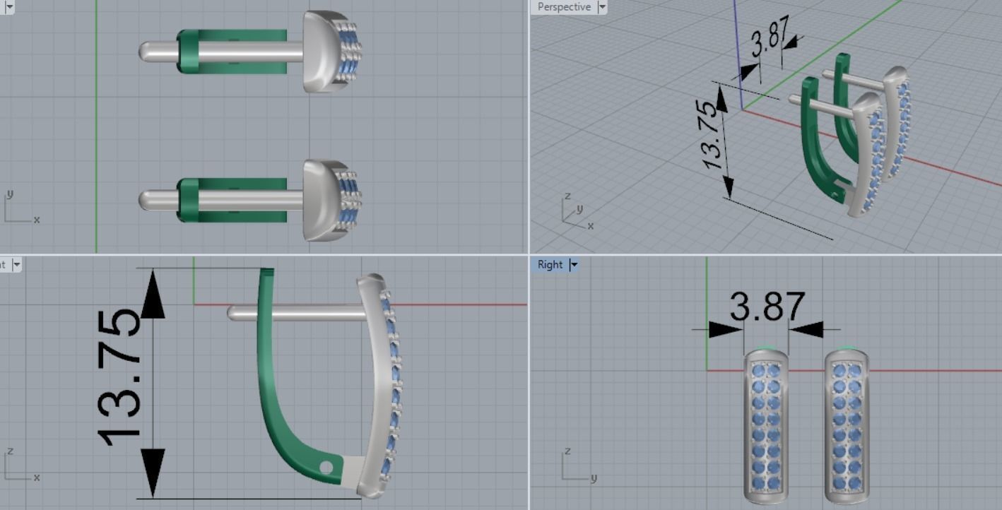 Aretes de Oro Amarillo con Doble Tira de Incrustaciones