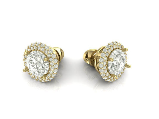 Aretes Circulares de Oro Amarillo con Incrustaciones